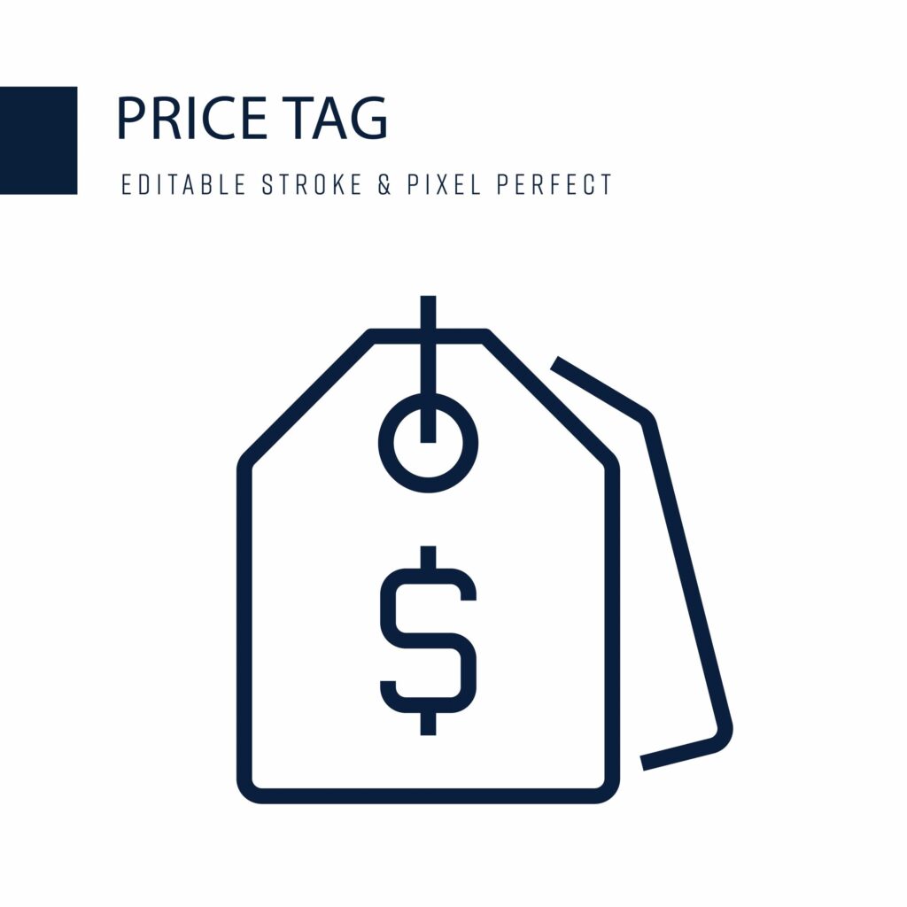 Minimal car listing fee icon (price tag) on neutral background